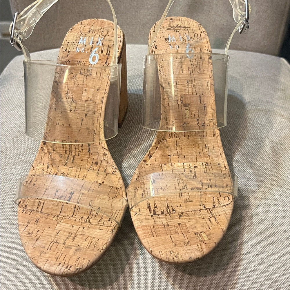 Mix No. 6 Cork Platform Sandals with Clear Straps